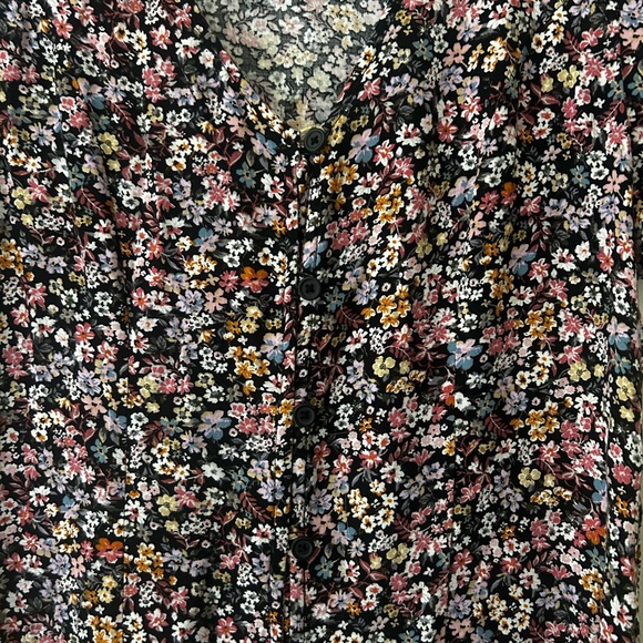 Wild Fable XS Rayon Black Floral Midi Dress - Picture 3 of 6